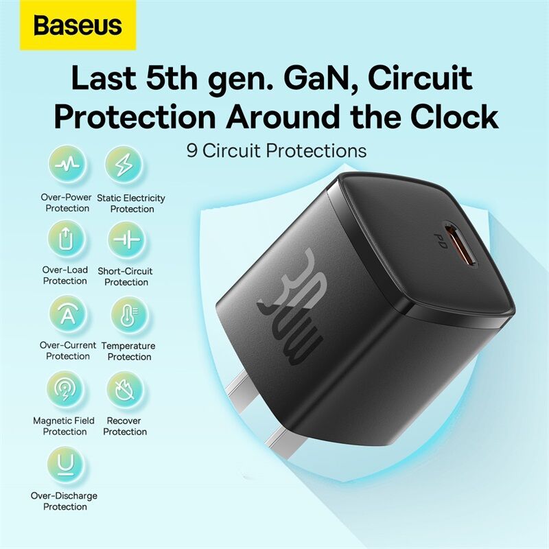 Baseus GaN5 ৩০W টাইপ-সি মিনি ফাস্ট চার্জার thumbnail 3