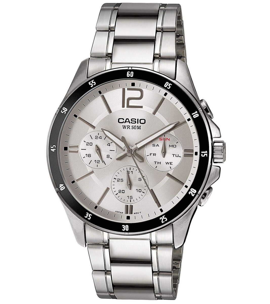 Casio এমটিপি-১৩৭৪ডি মাল্টি-ডায়াল স্টেইনলেস স্টিল মেনস ওয়াচ alternate view