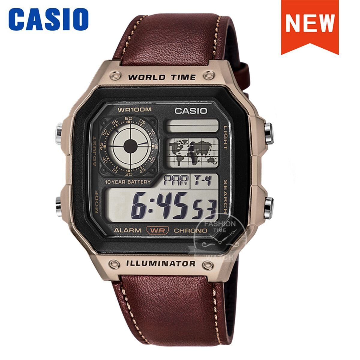 Casio এই-১২০০ডব্লিউএইচ ওয়ার্ল্ড টাইম ডিজিটাল স্পোর্টস ওয়াচ