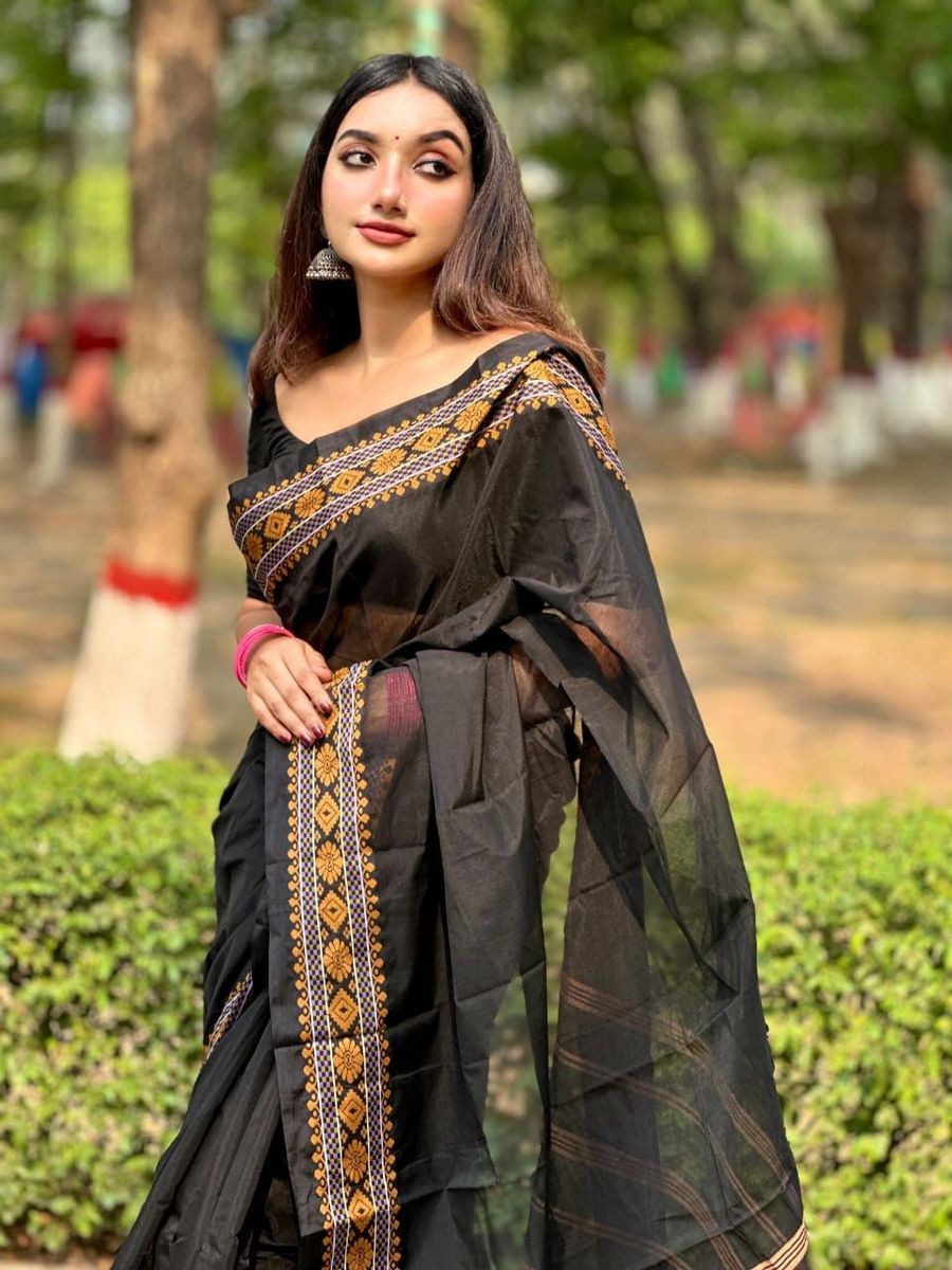 হাফ সিল্ক টাঙ্গাইল তাঁত শাড়ি thumbnail 3