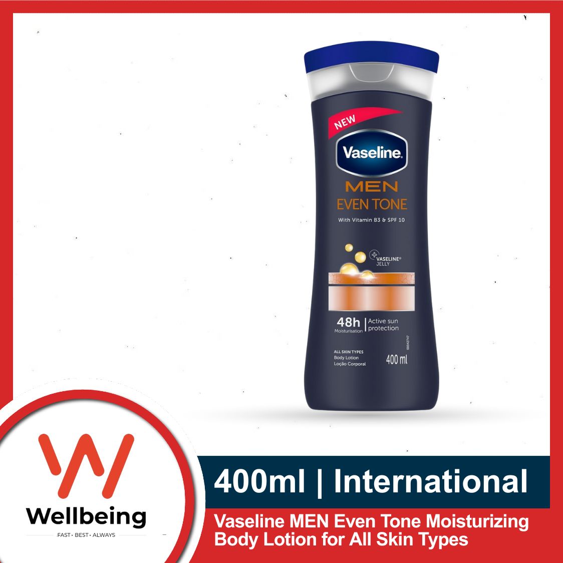 Vaseline Men ইভেন টোন অ্যাক্টিভ ময়েশ্চারাইজিং বডি লোশন (৪০০ মি.লি.)